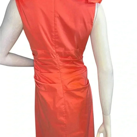 Maggy London Women's Size 10P Orange Color Ruffle Sleeve Detail Dress. #237 - Picture 12 of 13